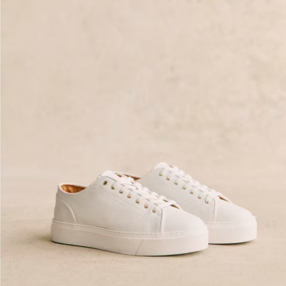 Sezane Mael White Leather Sneakers